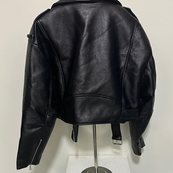 Zara Black Faux Leather Biker Jacket - Picture 11 of 13